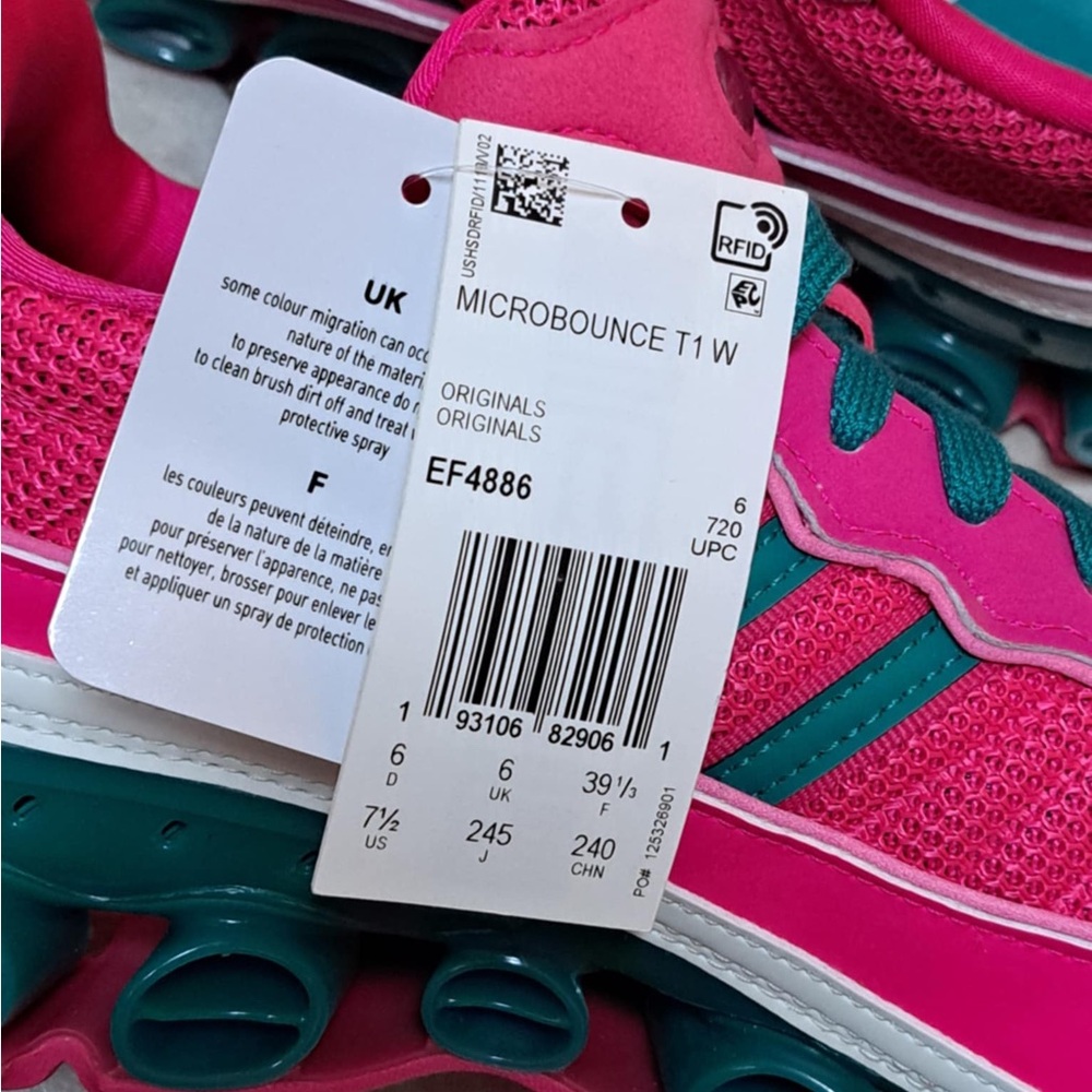 Adidas Originals Microbounce T1 Shoe Size 7.5 Women's Shock Pink Green EF4886 - Picture 9 of 12